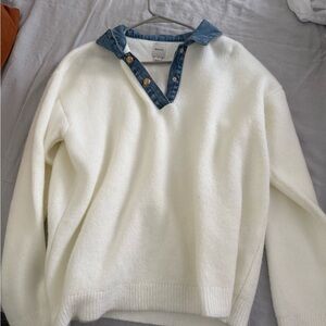 Maeve denim polo sweater